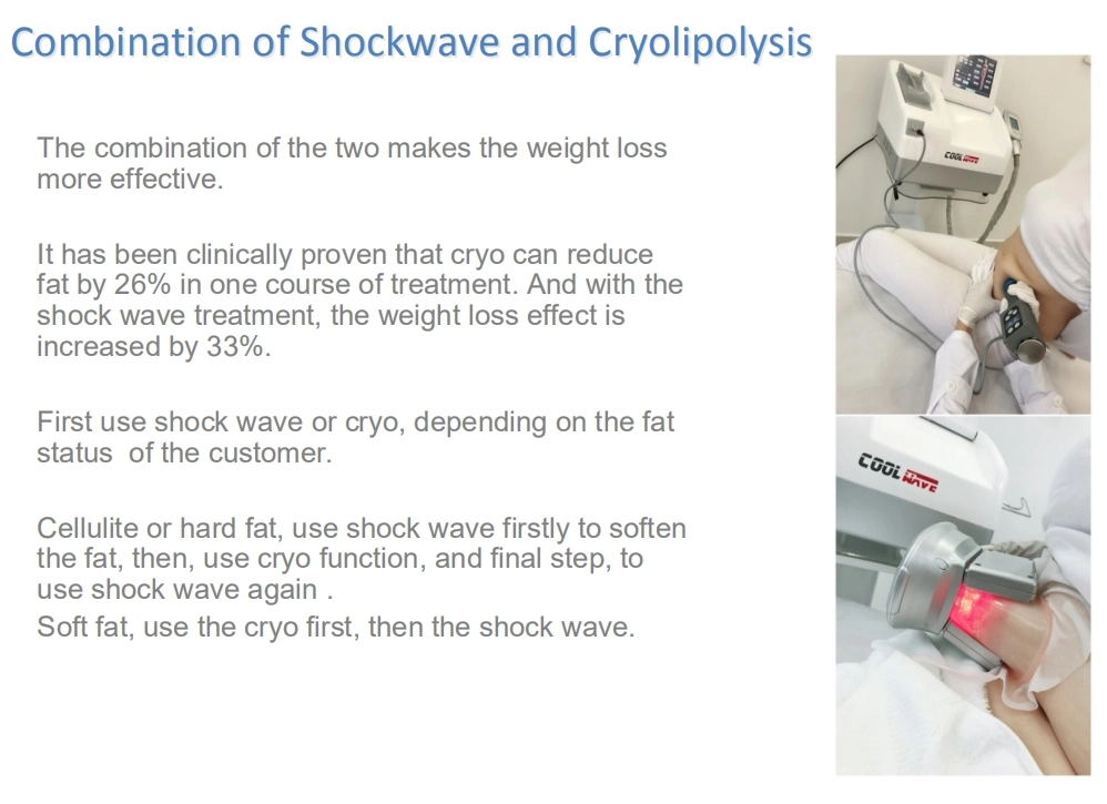 2019 Trend 2 In1 Fat Freeezing Cryo Pad Cryolipolysis Machine with Shockwave Handle for Cosmetologist